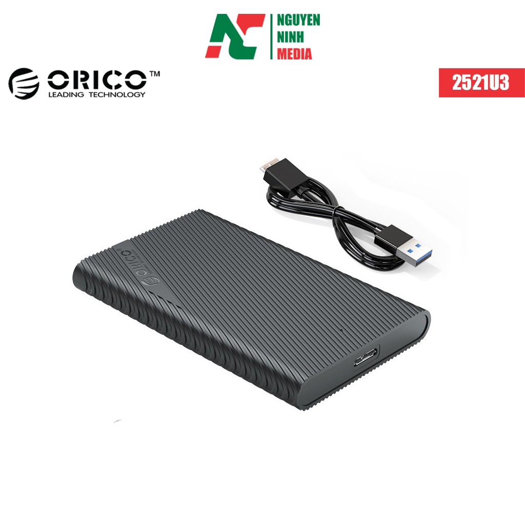 (Hàng Chính Hãng) Box Đựng Ổ Cứng ORICO 2521U3 (Đen) 2.5&quot; SSD/HDD SATA 3 USB 3.0