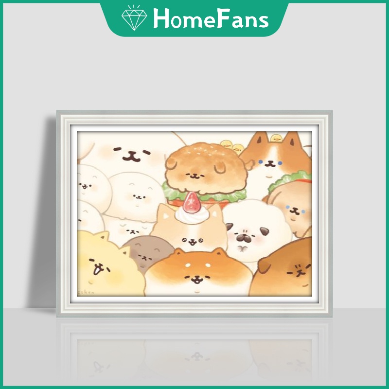 Bộ Tranh Đính Đá 5D Tự Làm Hình Chú Chó 40x30cm Cho Trang Trí Nhà