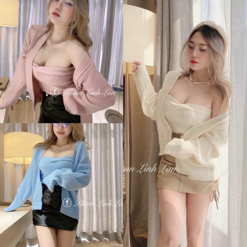 YE SET ÁO KHOÁC LEN KÈM ÁO QUÂY CHO NỮ