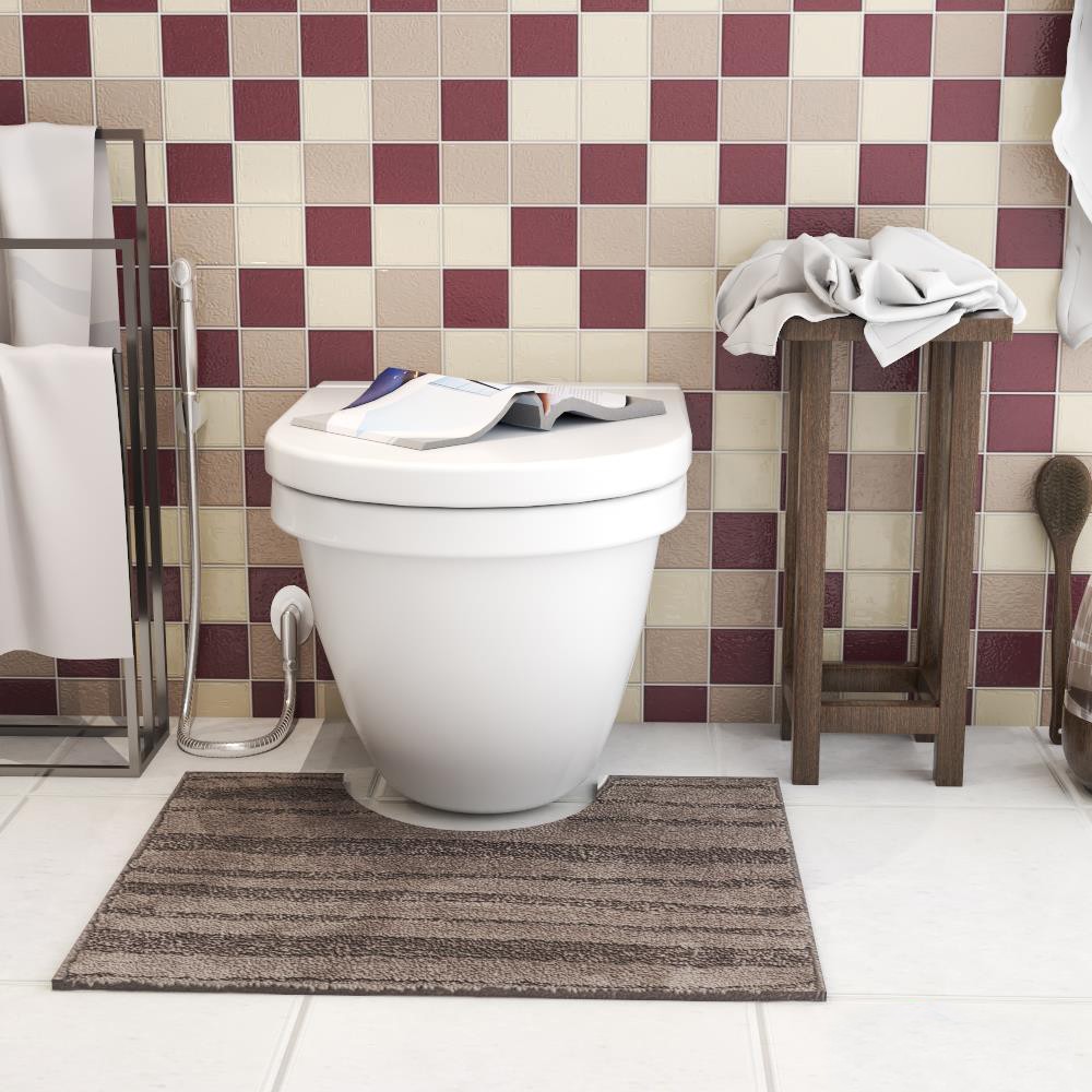 HomeBase HLS thảm lau chân thảm toilet hình chữ U dày chống trượt thấm nước mềm mại bằng Microfiber Thái Lan 50X60CM xám