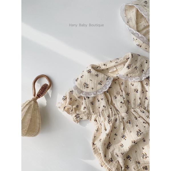 [Hany Baby] Set Body Kèm Mũ Hoa Nhí ( Chất Xô Muslin )