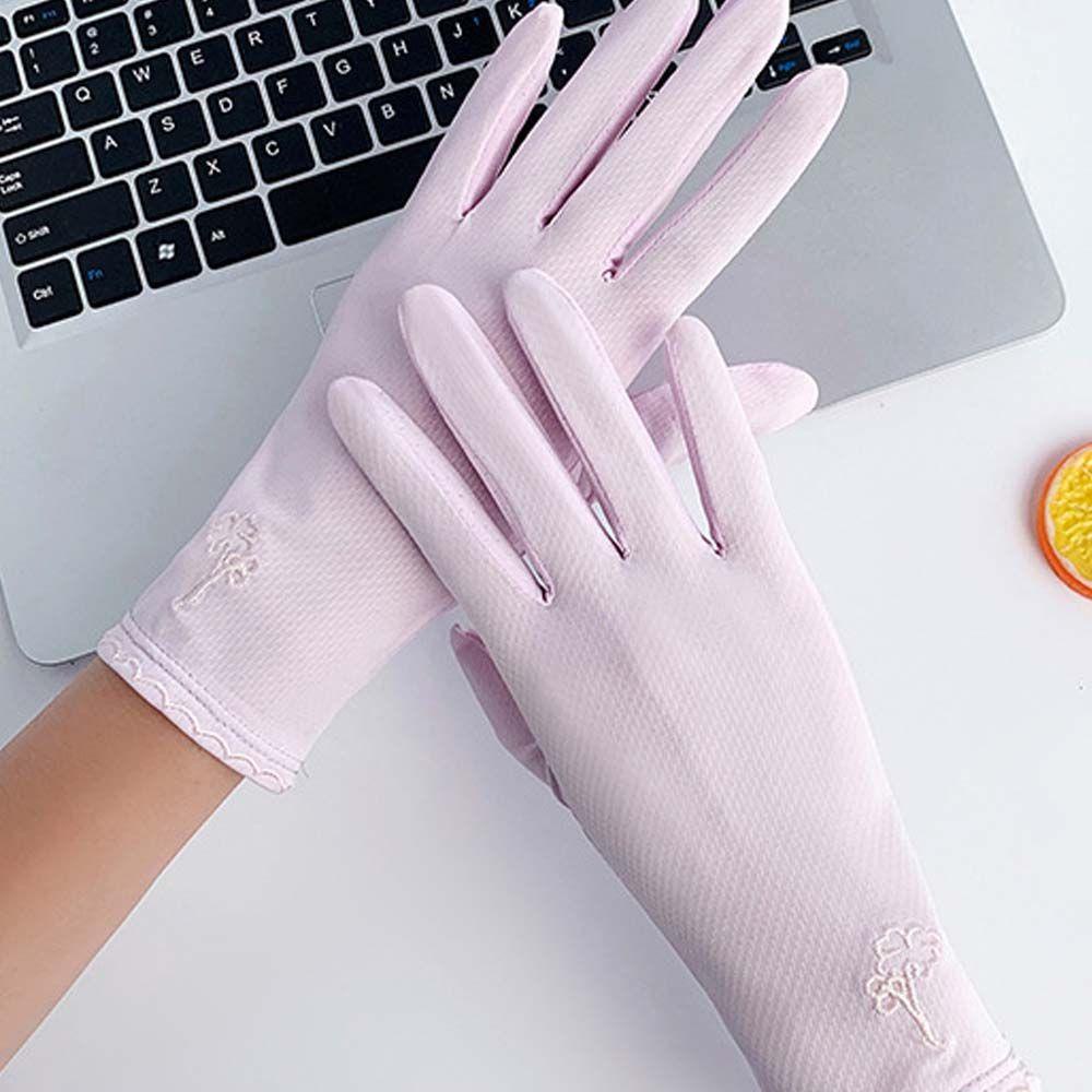 Đôi Găng Tay Chống Nắng UV Co Giãn Thoáng Khí In Họa Tiết Cây Và Nơ Cho Nữ