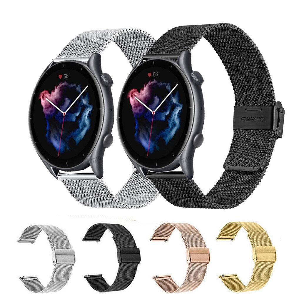 Dây Đeo Kim Loại Cho Đồng Hồ Thông Minh Xiaomi Huami Amazfit GTR3 Pro GTR 47mm GTR 3 2E / Amazfit Pace Stratos 2 2S 3 Correa GTR2E GTR2