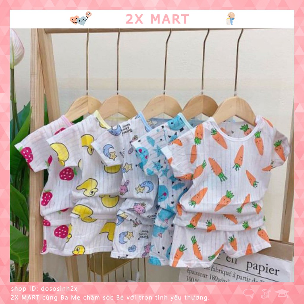 Bộ cộc tay cho bé trai gái cotton giấy cài vai loại đẹp