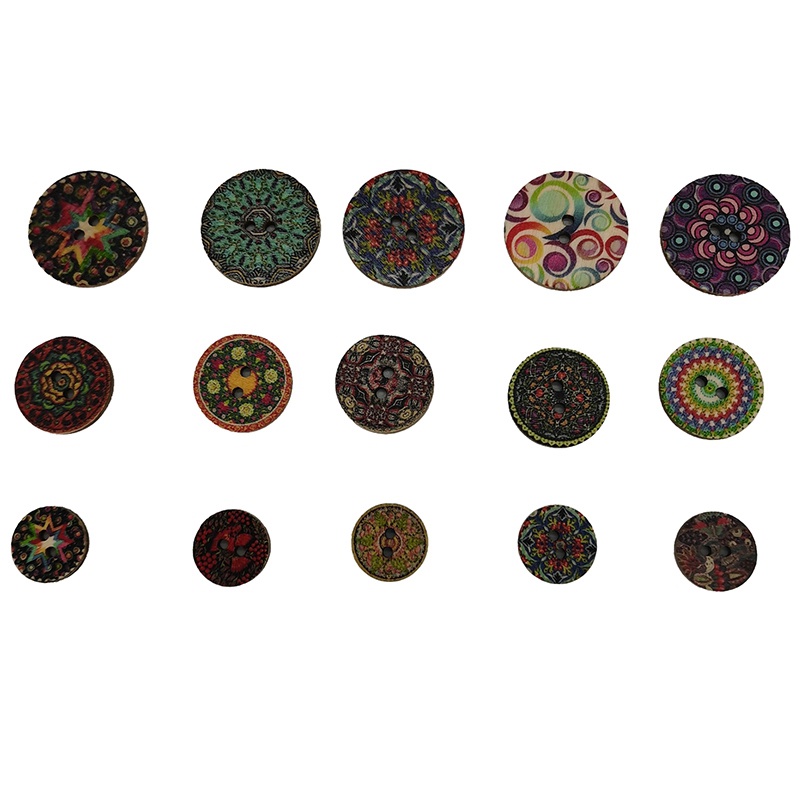 Set 50 Nút Gỗ Họa Tiết Phong Cách Bohemian Dùng Để Trang Trí Áo Khoác