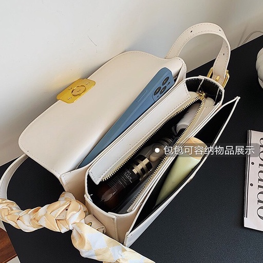 Túi nữ da trơn, khóa vuông bọc da, túi bộ 2 dây tặng kèm khăn lụa nổi bật hàng đẹp 2022 SL47