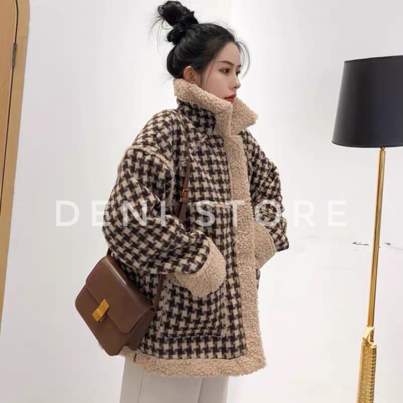 Áo khoác lông cừu kẻ caro màu cafe 🍂🍂🍂