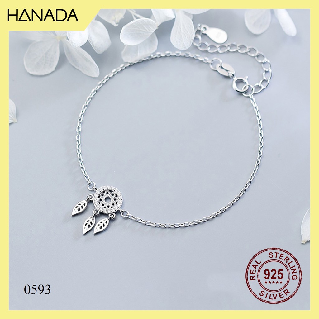 Lắc Tay Bạc 925 Cao Cấp Hanada Phụ Kiện Thời Trang Vòng Tay Nữ Đá Đơn Giản