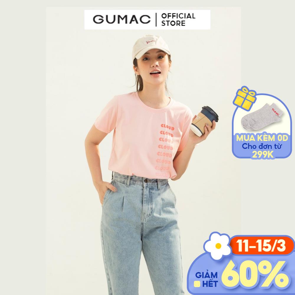 Áo thun nữ in chữ dễ thương GUMAC nhiều màu cá tính ATC thumbnail