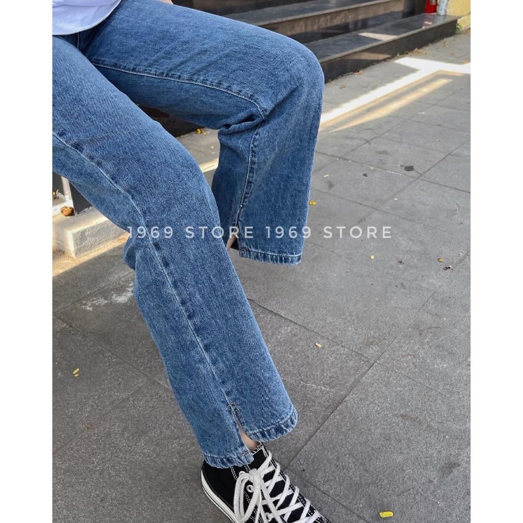 Quần Jean rộng xẻ lai 30142 Fashion Cat nữ 2 size Xanh Đen 1969storehue