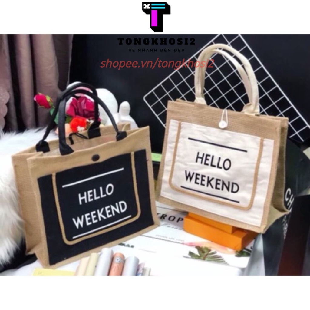 PVN9583 Túi cói hello weekend Hot