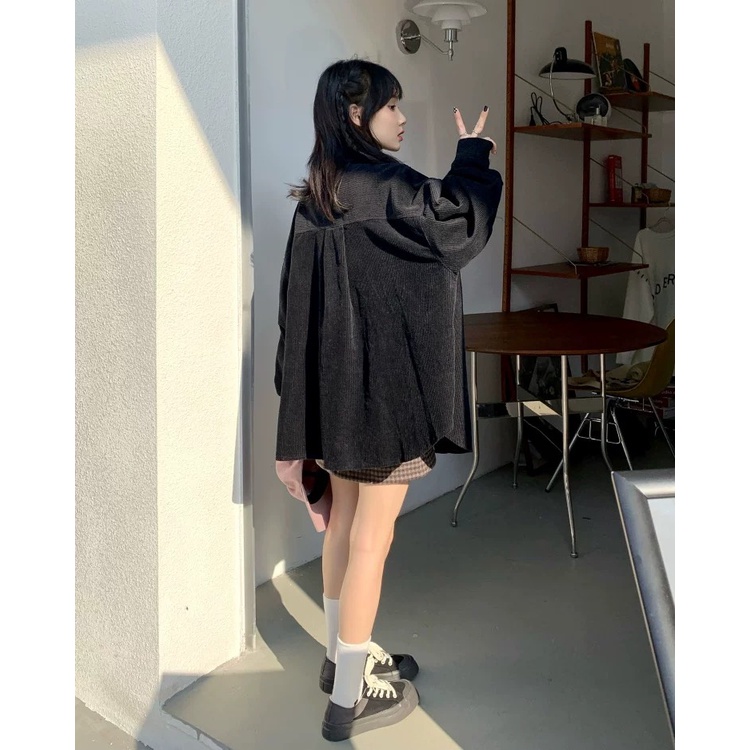 Áo Sơ mi Nhung Tăm - Áo dài tay có cổ unisex Daski | BigBuy360 - bigbuy360.vn