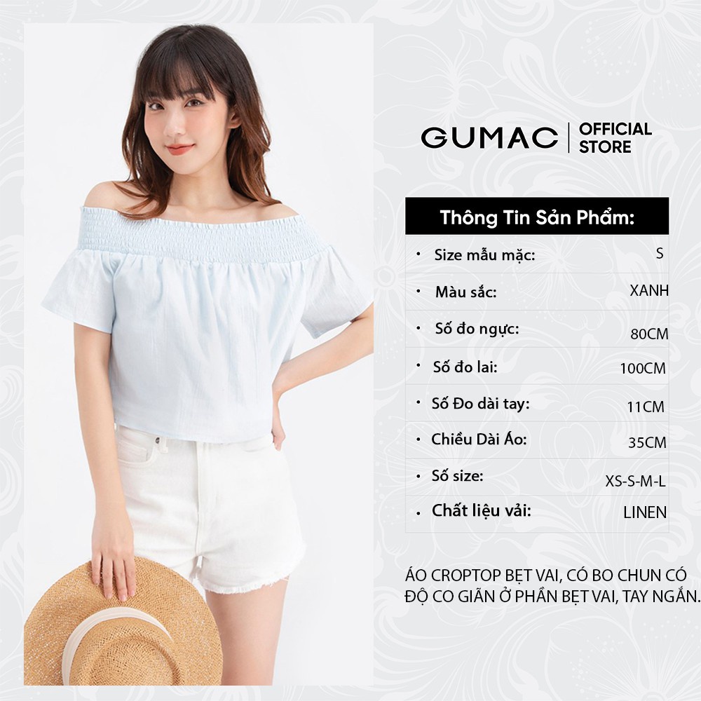 [Mã WABRGUM giảm 10% tối đa 30K đơn 99K] Áo kiểu nữ bẹt vai bo chun GUMAC AB653