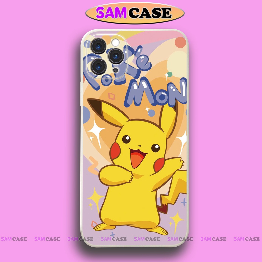 Ốp lưng điện thoại iPhone Pikachu cạnh viền vuông silicon dẻo bảo vệ camera ip 6/6s/7/8/X/XS/XR/11/12/13/14 Pro Plus Max