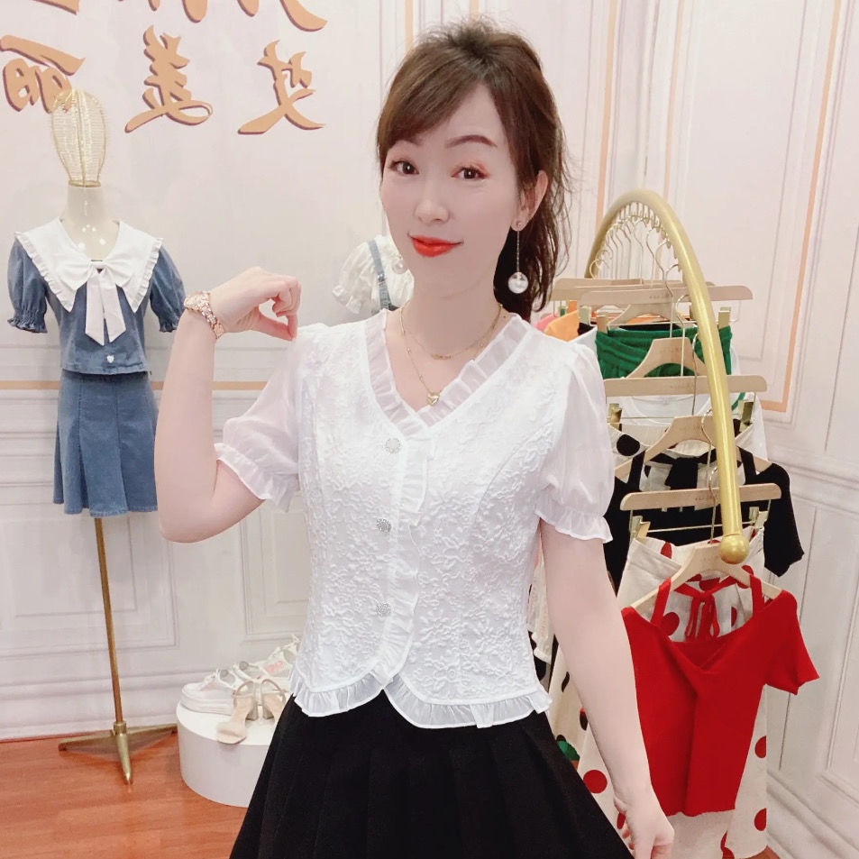 Áo Sơ Mi Chiffon Tay Phồng Ngắn Thời Trang Dành Cho Nữ