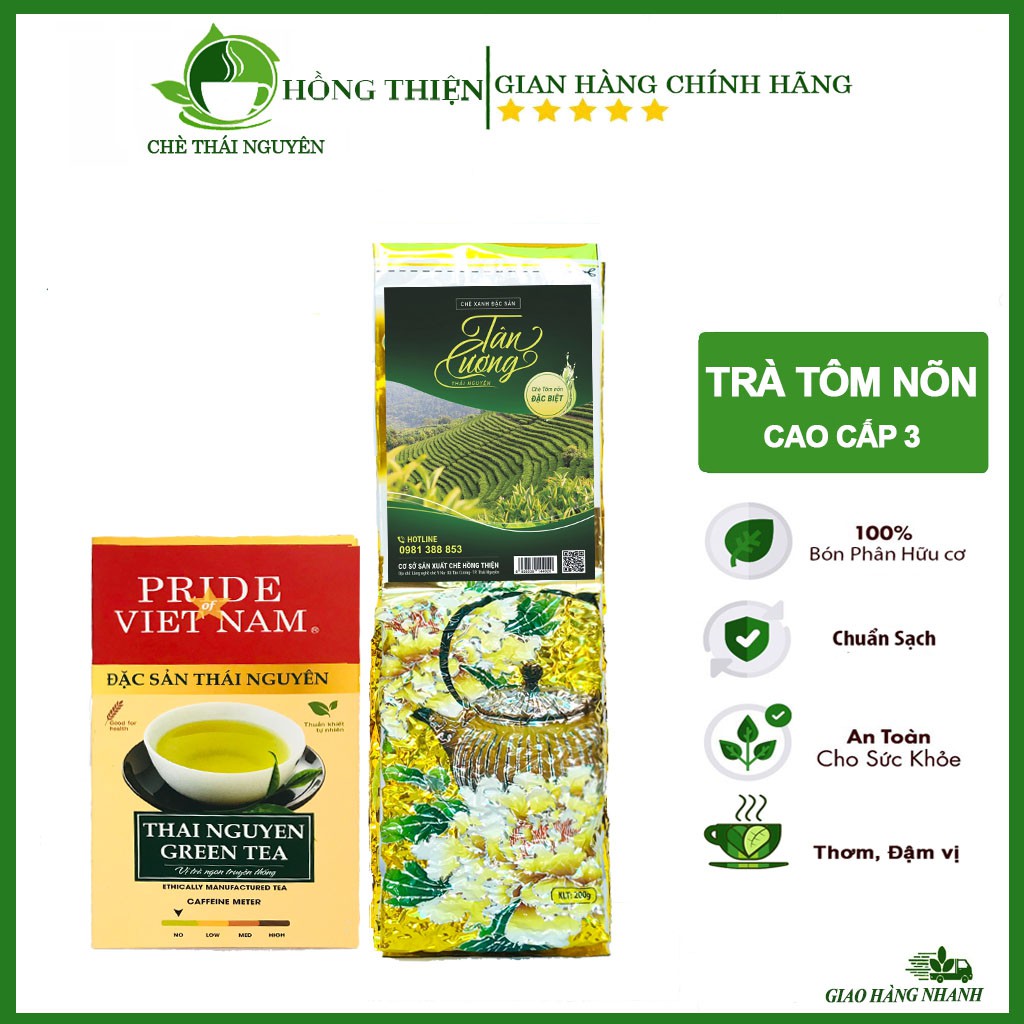 Chè Thái Nguyên - Trà Thái Nguyên - Tôm nõn Cao cấp 3  CÓ ĐÓNG HỘP BIẾU FREE