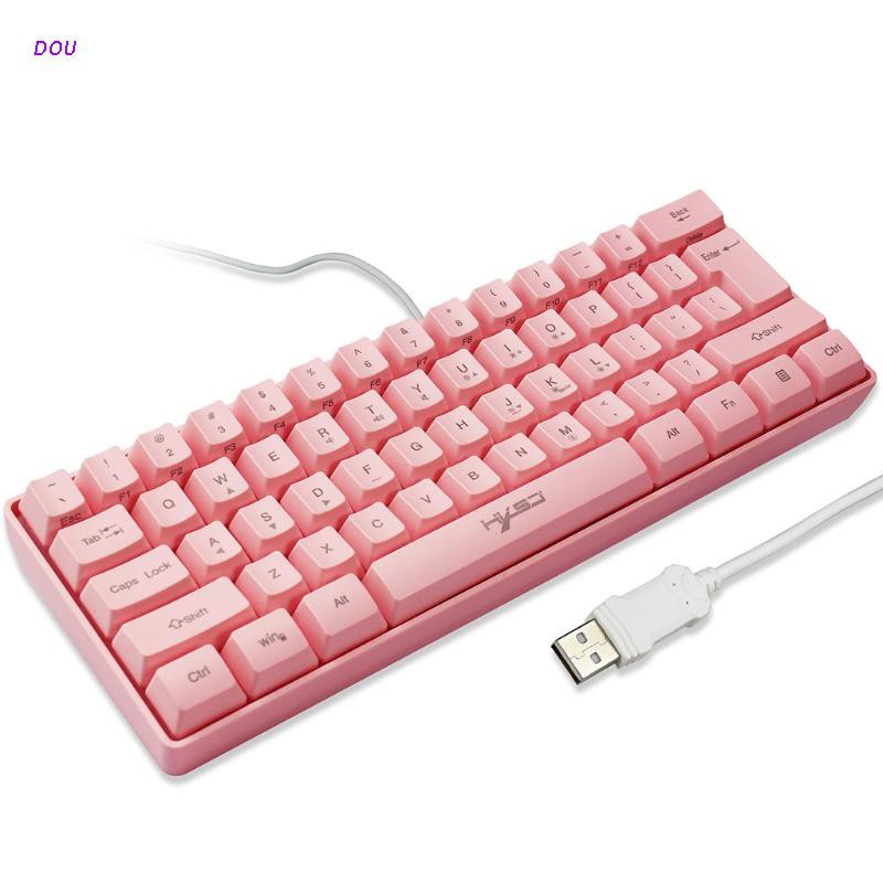 DOU Wired Gaming Keyboard 61Key Keyboard Ultra-Compact Mini Keyboard for PC Gamer