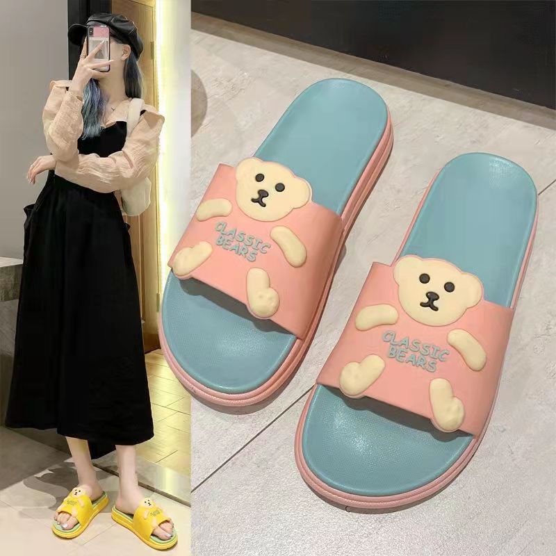 Dép Quai Ngang In Hình Gấu Hoạt Hình Phong Cách Hàn Quốc Thời Trang Mùa Hè Cho Nữ 2022 CHZK026