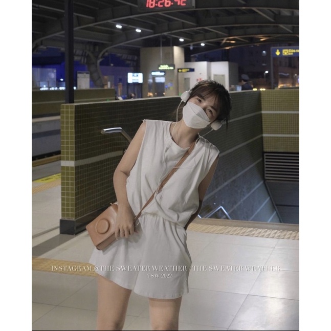 Bộ đồ nữ set đồ áo ba lỗ Áo Tanktop quần short Cotton co giãn mùa hè năng động