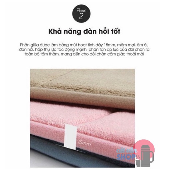 Thảm Chùi Chân Lock&amp;Lock Memory Foam Mặt Trơn Mềm Mại, Thấm Hút Tốt size S MAT512