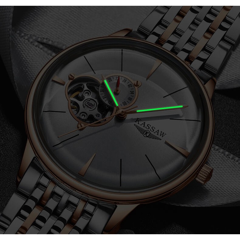 Đồng hồ nam chính hãng KASSAW K873-1  Kính sapphire ,chống xước,Chống nước ,BH 24 tháng,Máy cơ (Automatic) ,dây da xịn