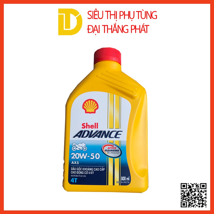 Dầu nhớt Shell Advance 4T AX5 20w50 cho xe máy 4 thì cao cấp 800ml