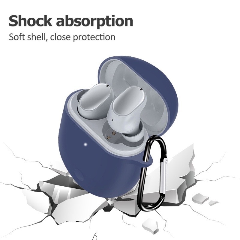 Vỏ silicon mềm bảo vệ hộp sạc tai nghe không dây cho Xiaomi Redmi AirDots 3 Pro có móc khóa