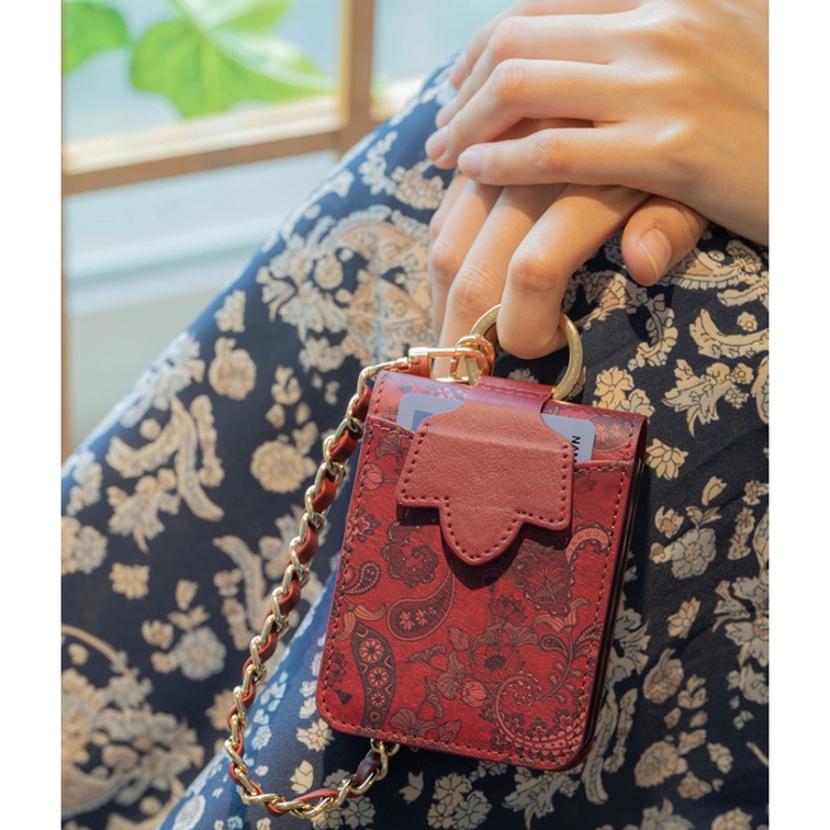 Bao Da Điện Thoại Nắp Gập Có Ngăn Đựng Thẻ Và Dây Đeo Tay Kiểu Hàn Quốc Dành Cho Samsung GALAXY