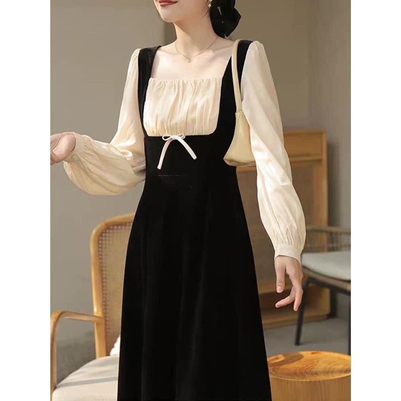 Đầm midi phối cổ và tay oganza | BigBuy360 - bigbuy360.vn