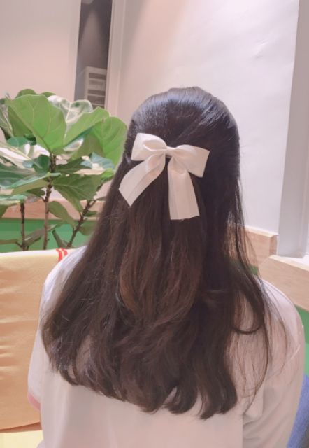 Kẹp tóc nơ lụa Hàn Quốc/Cột tóc nơ Hàn Quốc đuôi ngắn - Gấu bự shop