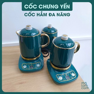 Cốc chưng yến 🍃 Cốc hầm đa năng bằng sứ màu xanh có bán lẻ cốc và đế điện tiếng Việt UNDER1000K không bảo hành