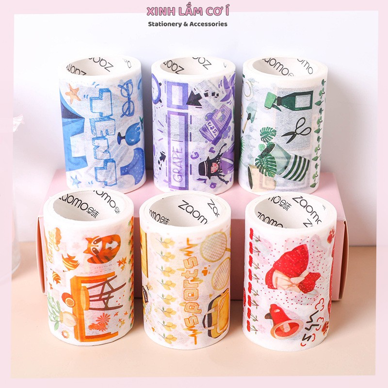 Cuộn Băng Dán Washi Tape Cô Gái Dễ Thương Trang Trí Sổ Nhật Ký DIY [Xinh Lắm Cơ Í]