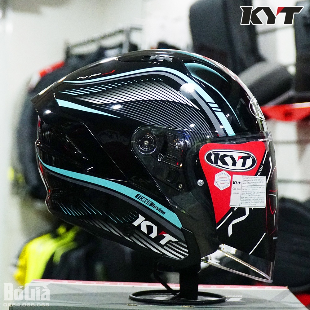 Nón 3/4 KYT NFJ Radar Aqua Blue