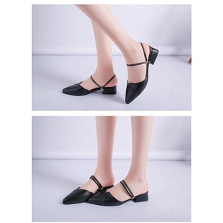 [FREESHIP_70K] Giày cao gót xếp da mềm 3 phân quai đen