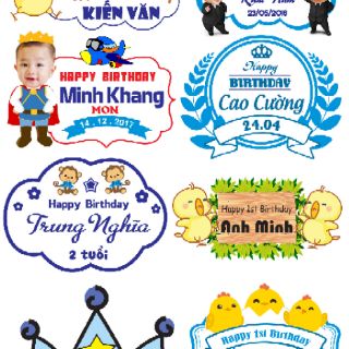 Hình chibi sinh nhật cho bé, baner bảng tên sinh nhật cho bé kích thước 30x40cm chibi bảng tên sinh nhật