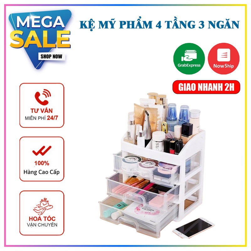 Kệ Đựng Mỹ Phẩm Đồ Trang Điểm Trang Sức 4 Tầng Ngăn Kéo Tiện Dụng