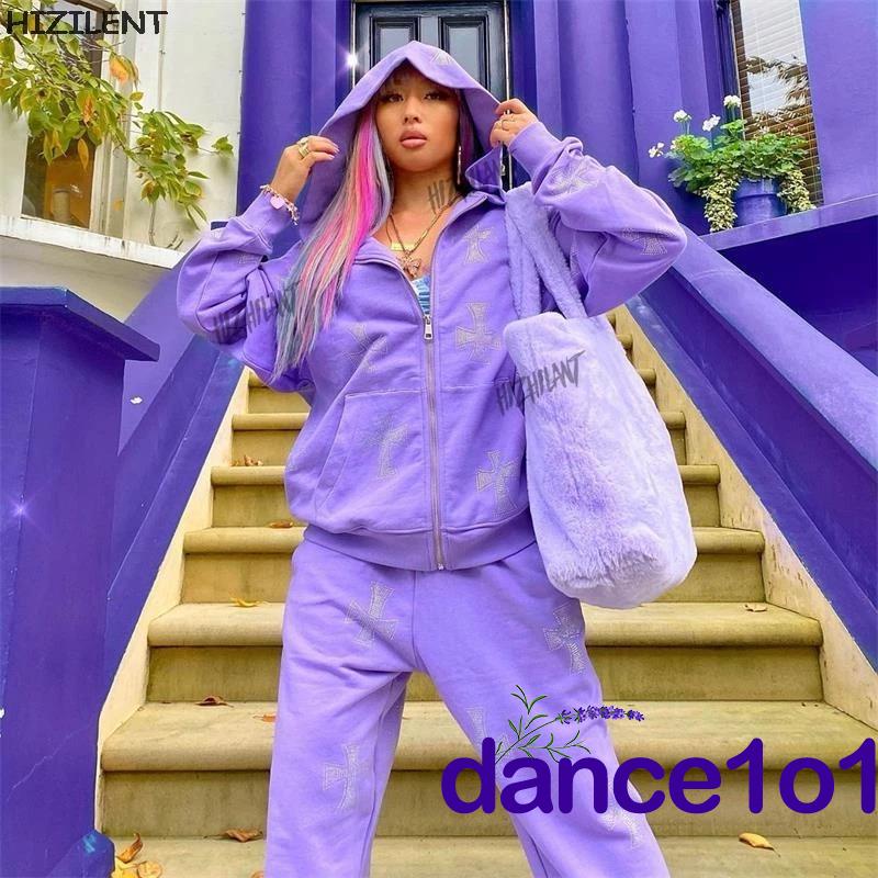 Áo hoodie tay dài in họa tiết đan chéo đính đá thời trang cho nữ