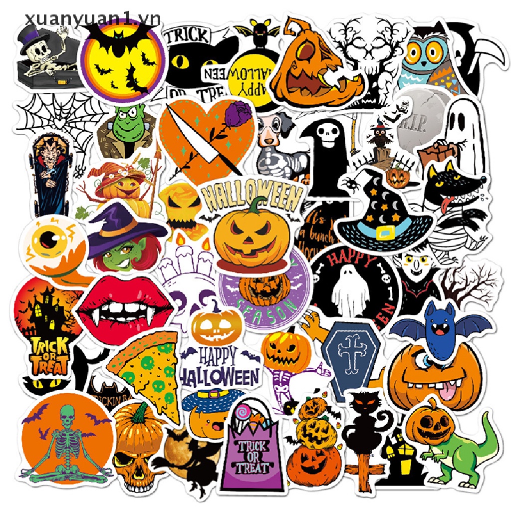 Set 50 Miếng Dán Hoạ Tiết Halloween Kinh Dị
