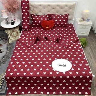 Bộ chăn ga gối hè thu 5 món - tim đỏ