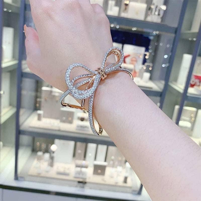 Set nơ rose gold tiểu thư Swarovski