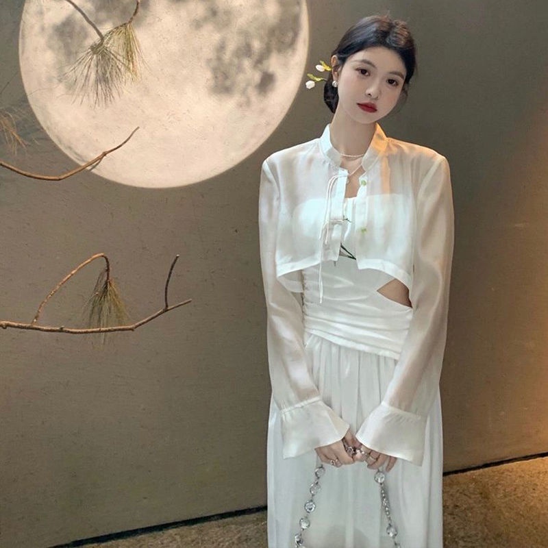 Bộ Đồ Hai Mảnh Áo Cardigan Ngắn Eo Cao Phong Cách Mùa Hè Thời Trang 2022 Dành Cho Nữ