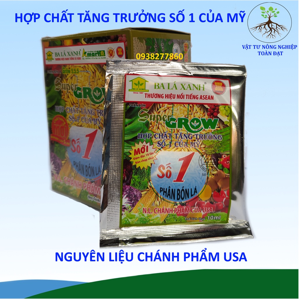 Phân Bón Lá Ba Lá Xanh Đậm Đặc Số 1, nguyên liệu chánh phẩm từ Mỹ