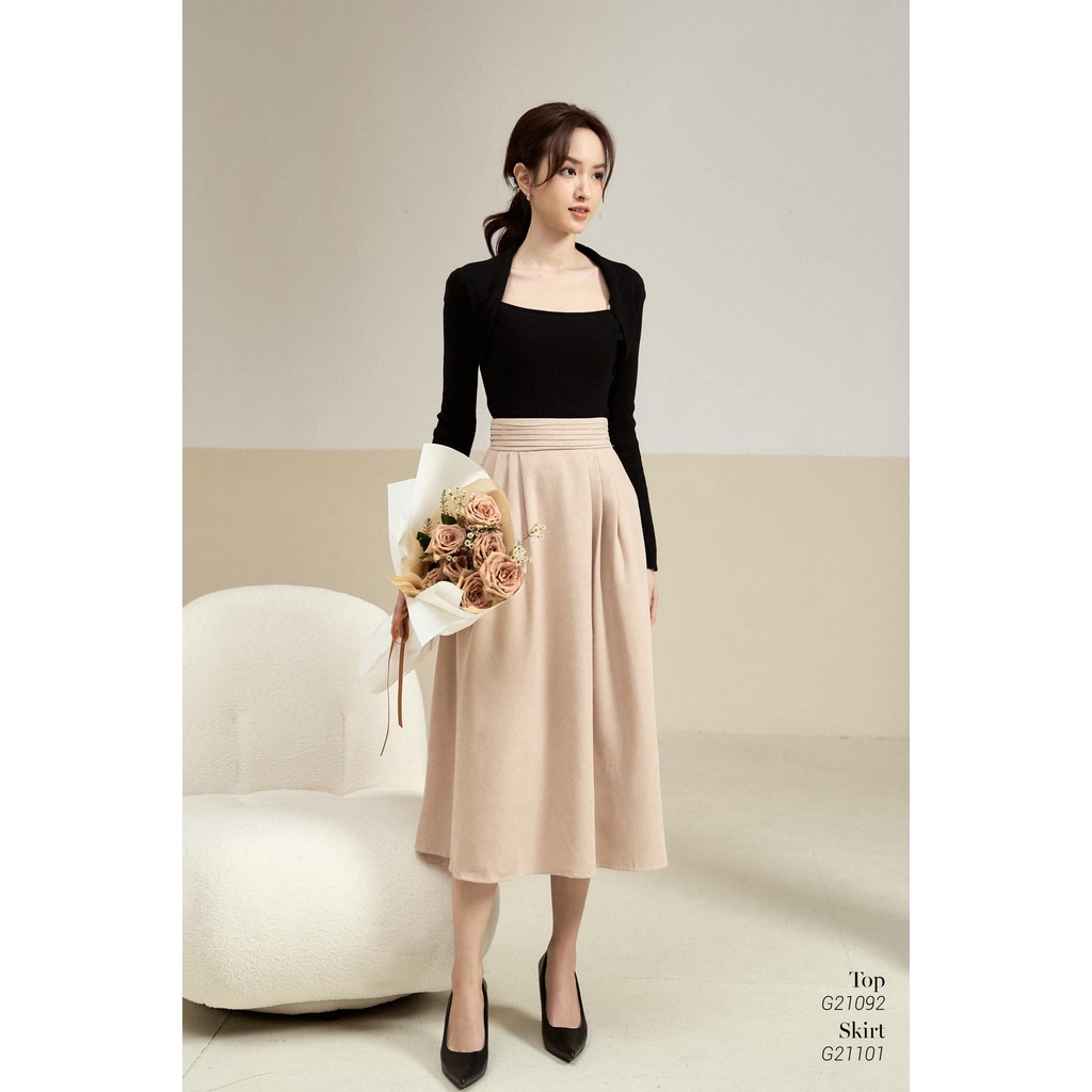 Chân váy dáng dài xoè cạp ly ngang chun sau 2 túi TIINSTORE G21101 | BigBuy360 - bigbuy360.vn