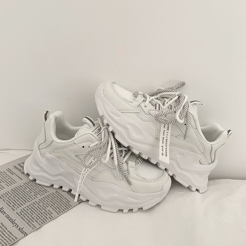 Giày thể thao đế dày phối lưới thoáng khí phong cách harajuku Hàn Quốc hàng mới dành cho bạn nữ 2023