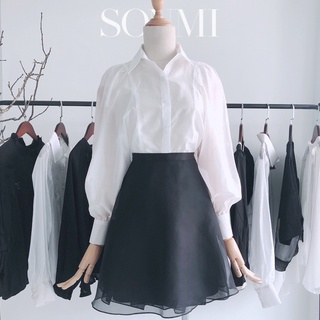 Áo Sơ Mi Trắng Nữ Tay Dài Phồng SONMI Hàn Quốc Thiết Kế Cao Cấp Cổ Đức Form Rộng OSCAR SHIRT