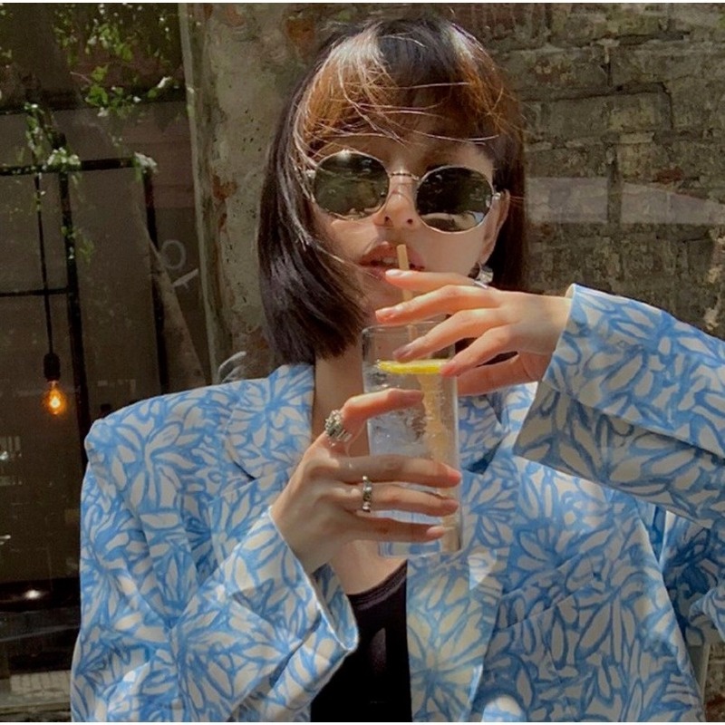 (KIQI-FASHION) COD Kính Mát Gọng Tròn Kim Loại Chống Tia Uv400 Thời Trang