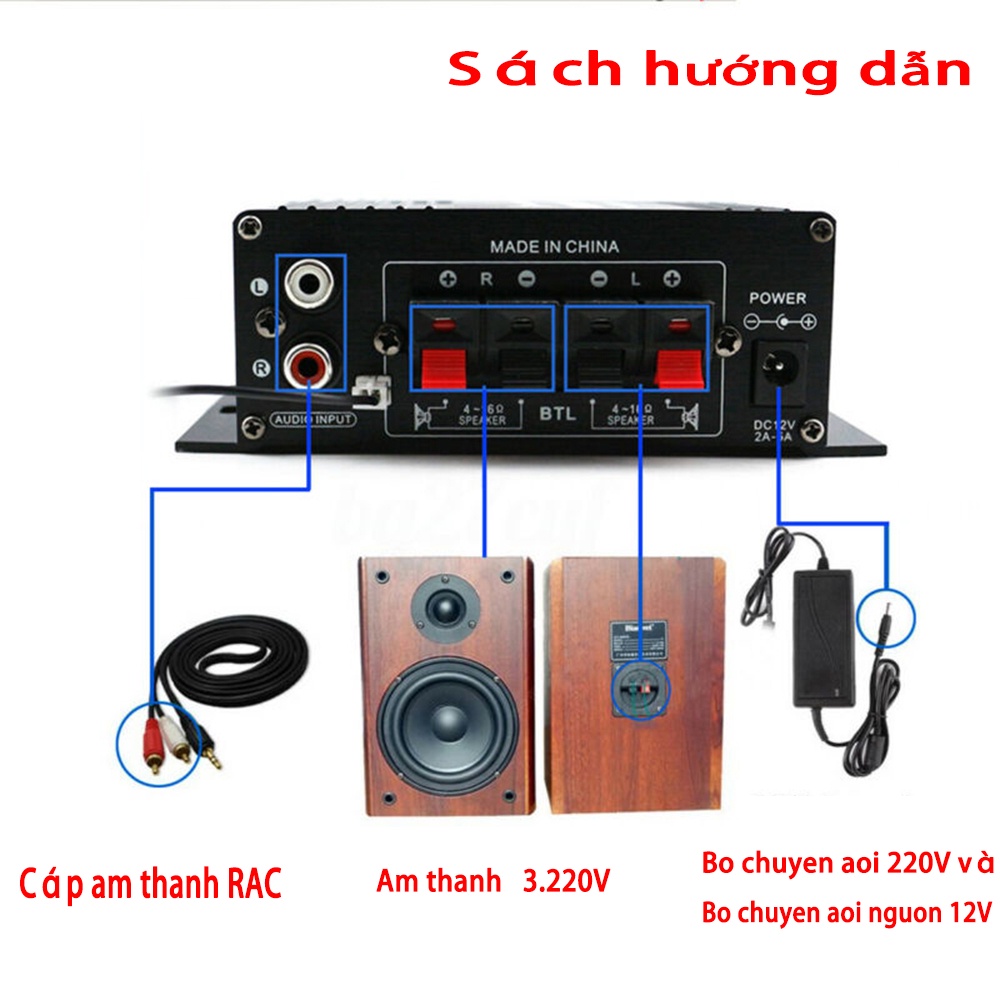 AK370 Bộ khuếch đại công suất âm thanh nổi HiFi Mini Loa DC12V Bộ khuếch đại âm thanh di động Thích hợp trên ô tô