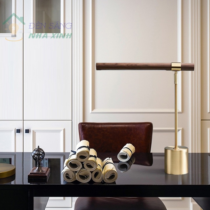 Đèn ngủ để bàn B128 vân gỗ, thiết kế phong cách Bắc Âu, trang trí phòng học, phòng khách, phòng ngủ, bàn làm việc