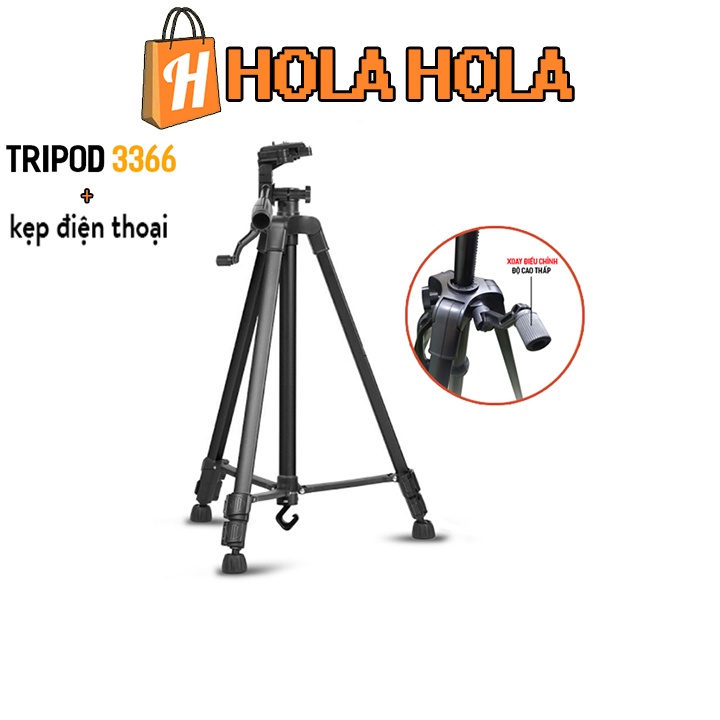 Chân giá đỡ Tripod 3366 cao 140cm có tay cầm Tặng kèm Remote chụp hình