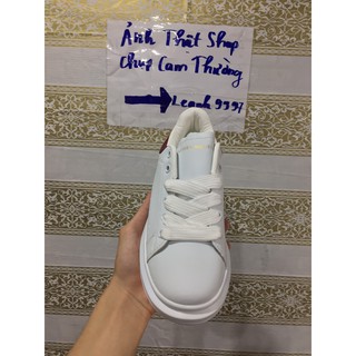 Giày thể thao MQUEEN gót đỏ mận nhung